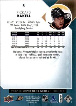 2017-18 Upper Deck #5 Rickard Rakell Back