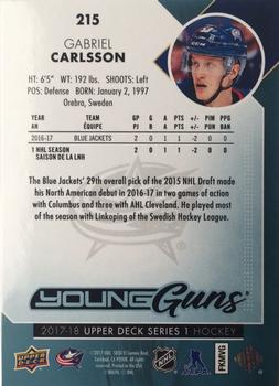 2017-18 Upper Deck #215 Gabriel Carlsson Back