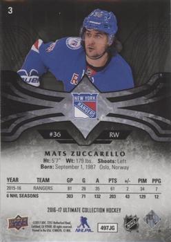 2016-17 Upper Deck Ultimate Collection - Onyx #3 Mats Zuccarello Back
