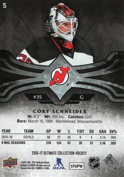 2016-17 Upper Deck Ultimate Collection - Onyx #5 Cory Schneider Back