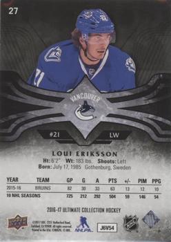 2016-17 Upper Deck Ultimate Collection - Onyx #27 Loui Eriksson Back