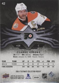 2016-17 Upper Deck Ultimate Collection - Onyx #42 Claude Giroux Back