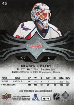 2016-17 Upper Deck Ultimate Collection - Onyx #45 Braden Holtby Back