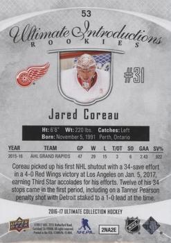 2016-17 Upper Deck Ultimate Collection - Onyx #53 Jared Coreau Back