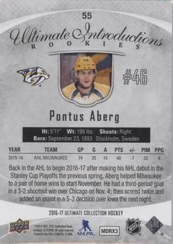 2016-17 Upper Deck Ultimate Collection - Onyx #55 Pontus Aberg Back