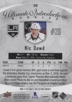 2016-17 Upper Deck Ultimate Collection - Onyx #56 Nic Dowd Back