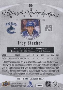 2016-17 Upper Deck Ultimate Collection - Onyx #59 Troy Stecher Back