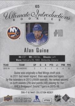 2016-17 Upper Deck Ultimate Collection - Onyx #65 Alan Quine Back
