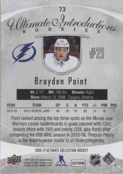 2016-17 Upper Deck Ultimate Collection - Onyx #73 Brayden Point Back