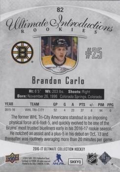 2016-17 Upper Deck Ultimate Collection - Onyx #82 Brandon Carlo Back
