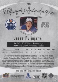 2016-17 Upper Deck Ultimate Collection - Onyx #96 Jesse Puljujarvi Back