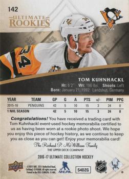 2016-17 Upper Deck Ultimate Collection - Ultimate Rookies Jersey Silver #142 Tom Kuhnhackl Back