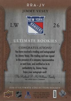 2016-17 Upper Deck Ultimate Collection - 2006-07 Retro Ultimate Rookies Autographs #RRA-JV Jimmy Vesey Back