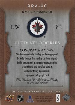 2016-17 Upper Deck Ultimate Collection - 2006-07 Retro Ultimate Rookies Autographs #RRA-KC Kyle Connor Back