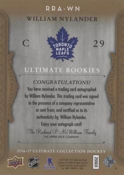 2016-17 Upper Deck Ultimate Collection - 2006-07 Retro Ultimate Rookies Autographs #RRA-WN William Nylander Back