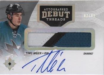 2016-17 Upper Deck Ultimate Collection - Autographed Debut Threads Patch #DT-ME Timo Meier Front