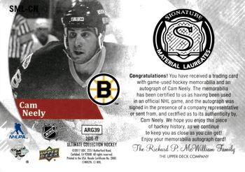 2016-17 Upper Deck Ultimate Collection - Signature Material Laureates #SML-CN Cam Neely Back