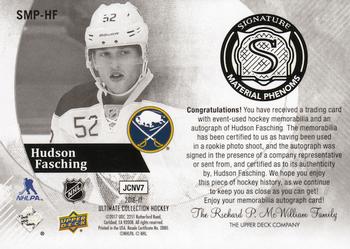 2016-17 Upper Deck Ultimate Collection - Signature Material Phenoms Patch #SMP-HF Hudson Fasching Back