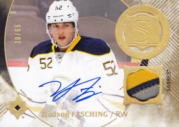 2016-17 Upper Deck Ultimate Collection - Signature Material Phenoms Patch #SMP-HF Hudson Fasching Front