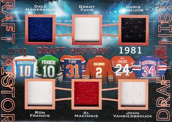 2017 Leaf In The Game Used - Draft History Relics #DH-06 Dale Hawerchuk / Ron Francis / Grant Fuhr / Al MacInnis / Chris Chelios / John Vanbiesbrouck Front