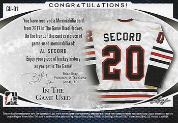 2017 Leaf In The Game Used - Game-Used Jersey #GU-01 Al Secord Back