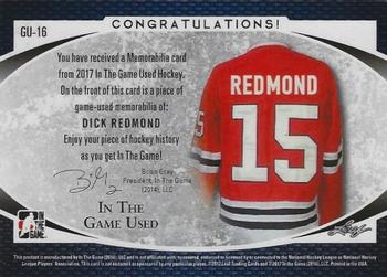 2017 Leaf In The Game Used - Game-Used Jersey #GU-16 Dick Redmond Back
