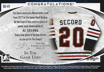 2017 Leaf In The Game Used - Game-Used Jersey Blue Spectrum Foil #GU-01 Al Secord Back