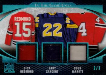 2017 Leaf In The Game Used - Triple Game-Used Jersey Blue Spectrum Foil #GU3-15 Dick Redmond / Gary Sargent / Doug Jarrett Front