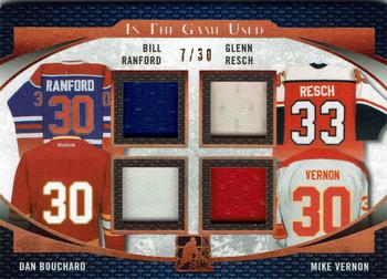 2017 Leaf In The Game Used - Quad Game-Used Jersey #GU4-04 Bill Ranford / Glenn Resch / Dan Bouchard / Mike Vernon Front