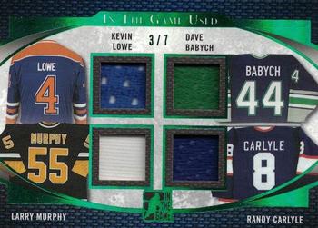 2017 Leaf In The Game Used - Quad Game-Used Jersey Green Spectrum Foil #GU4-08 Kevin Lowe / Dave Babych / Larry Murphy / Randy Carlyle Front