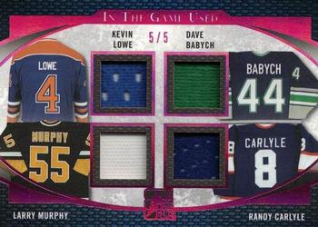 2017 Leaf In The Game Used - Quad Game-Used Jersey Magenta Spectrum Foil #GU4-08 Kevin Lowe / Dave Babych / Larry Murphy / Randy Carlyle Front
