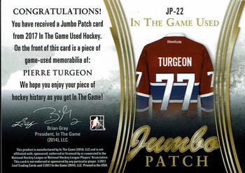 2017 Leaf In The Game Used - Jumbo Patches Purple Spectrum Foil #JP-22 Pierre Turgeon Back