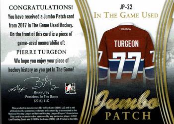 2017 Leaf In The Game Used - Jumbo Patches Green Spectrum Foil #JP-22 Pierre Turgeon Back