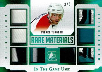 2017 Leaf In The Game Used - Rare Materials Green Spectrum Foil #RM-26 Pierre Turgeon Front