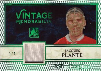 2017 Leaf In The Game Used - Vintage Memorabilia Green Spectrum Foil #VM1-21 Jacques Plante Front