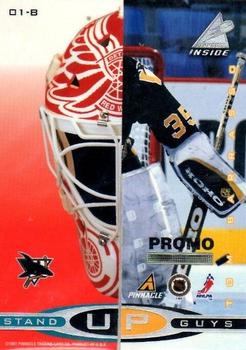 1997-98 Pinnacle Inside - Stand Up Guys Promos #01-A / 01-B Mike Vernon / Tom Barrasso Back