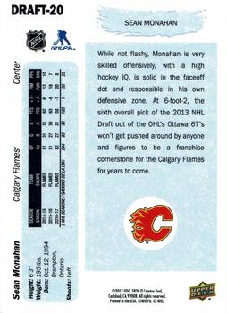 2017 Upper Deck NHL Draft #DRAFT-20 Sean Monahan Back