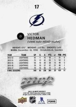 2017-18 Upper Deck MVP - Silver Script #17 Victor Hedman Back