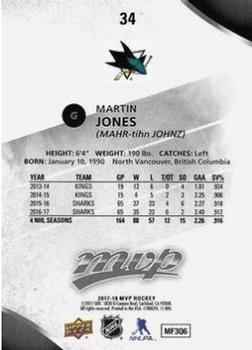 2017-18 Upper Deck MVP - Silver Script #34 Martin Jones Back