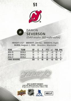 2017-18 Upper Deck MVP - Silver Script #51 Damon Severson Back