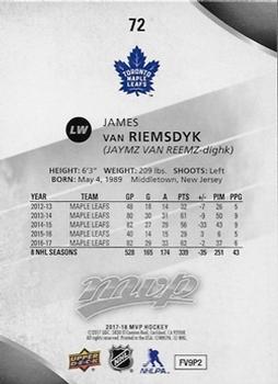 2017-18 Upper Deck MVP - Silver Script #72 James van Riemsdyk Back