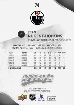 2017-18 Upper Deck MVP - Silver Script #74 Ryan Nugent-Hopkins Back
