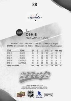 2017-18 Upper Deck MVP - Silver Script #88 T.J. Oshie Back