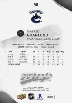 2017-18 Upper Deck MVP - Silver Script #90 Markus Granlund Back