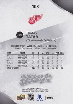 2017-18 Upper Deck MVP - Silver Script #108 Tomas Tatar Back