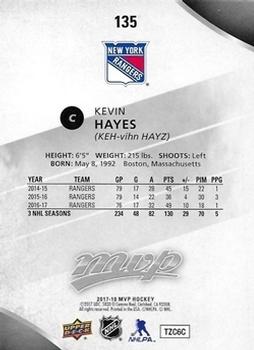 2017-18 Upper Deck MVP - Silver Script #135 Kevin Hayes Back