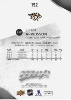 2017-18 Upper Deck MVP - Silver Script #152 Viktor Arvidsson Back