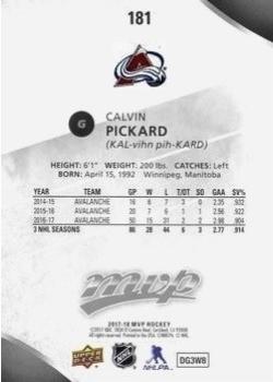 2017-18 Upper Deck MVP - Silver Script #181 Calvin Pickard Back