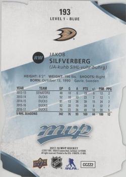 2017-18 Upper Deck MVP - Colors and Contours #193 Jakob Silfverberg Back