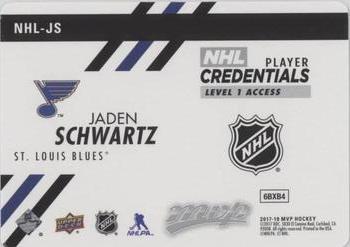 2017-18 Upper Deck MVP - NHL Player Credentials Level 1 Access #NHL-JS Jaden Schwartz Back